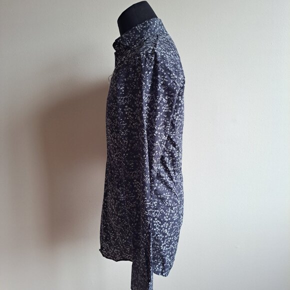 New Bruun & Stengade Men's Slim Fit Floral Button Down Navy Shirt Size 40 - Picture 5 of 16